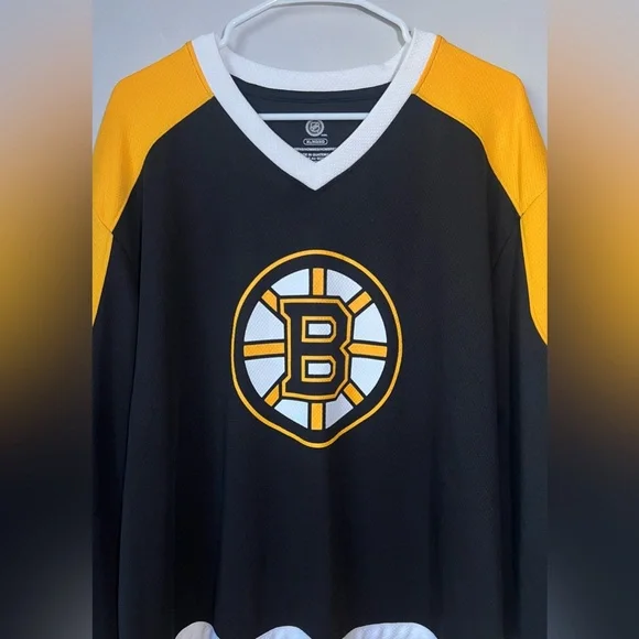 Boston Bruins Men’s NHL Hockey Long Sleeve Jersey Shirt Size XL Yellow/Black - Picture 3 of 7